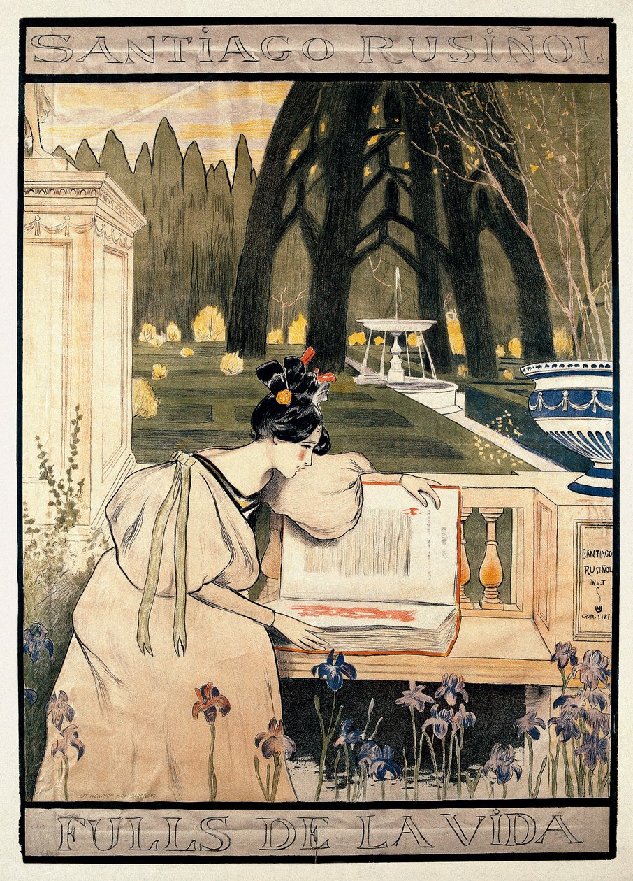 Prezentacja plakatowa „Kart życia”, cykl litografii ilustrujących wiersze prozą Santiago Rusinol y (i) Prats (1861-1931) autorstwa Miguel Utrillo