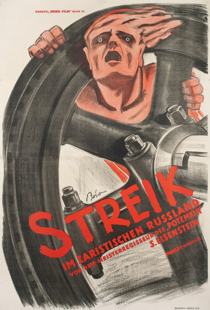 Plakat do niemego filmu „Strike” Siergieja Eisensteina autorstwa Mihaly Biro