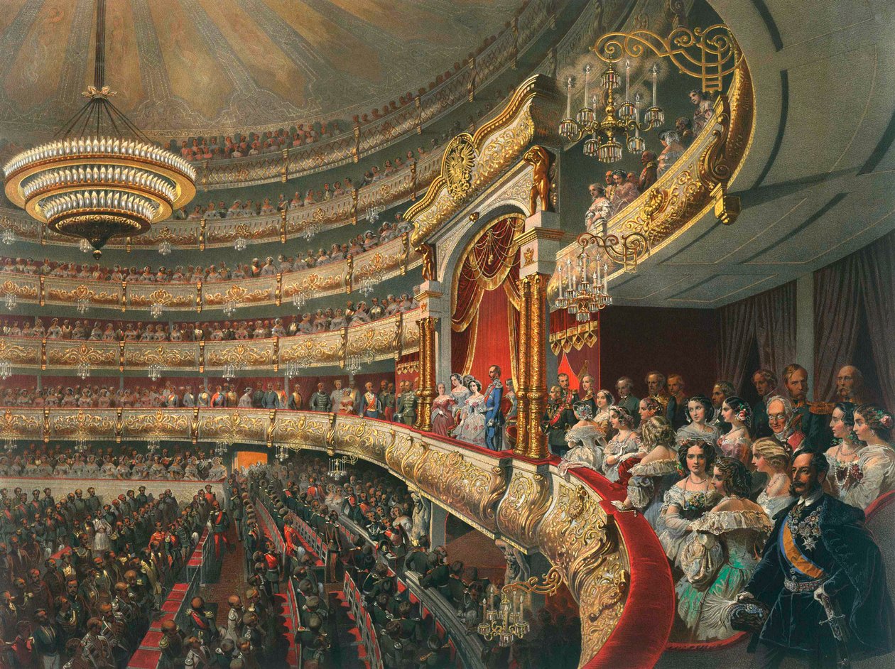 Audytorium Teatru Bolszoj, Moskwa, Rosja, 1856. autorstwa Mihaly von Zichy