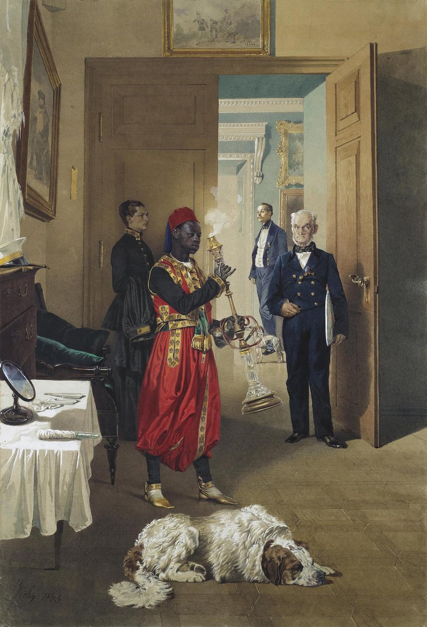Foyer Wielkiego Pałacu w Carskim Siole, 1865 autorstwa Mihaly von Zichy