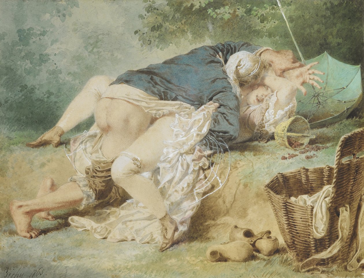 Kochankowie w parku, 1865 autorstwa Mihaly von Zichy