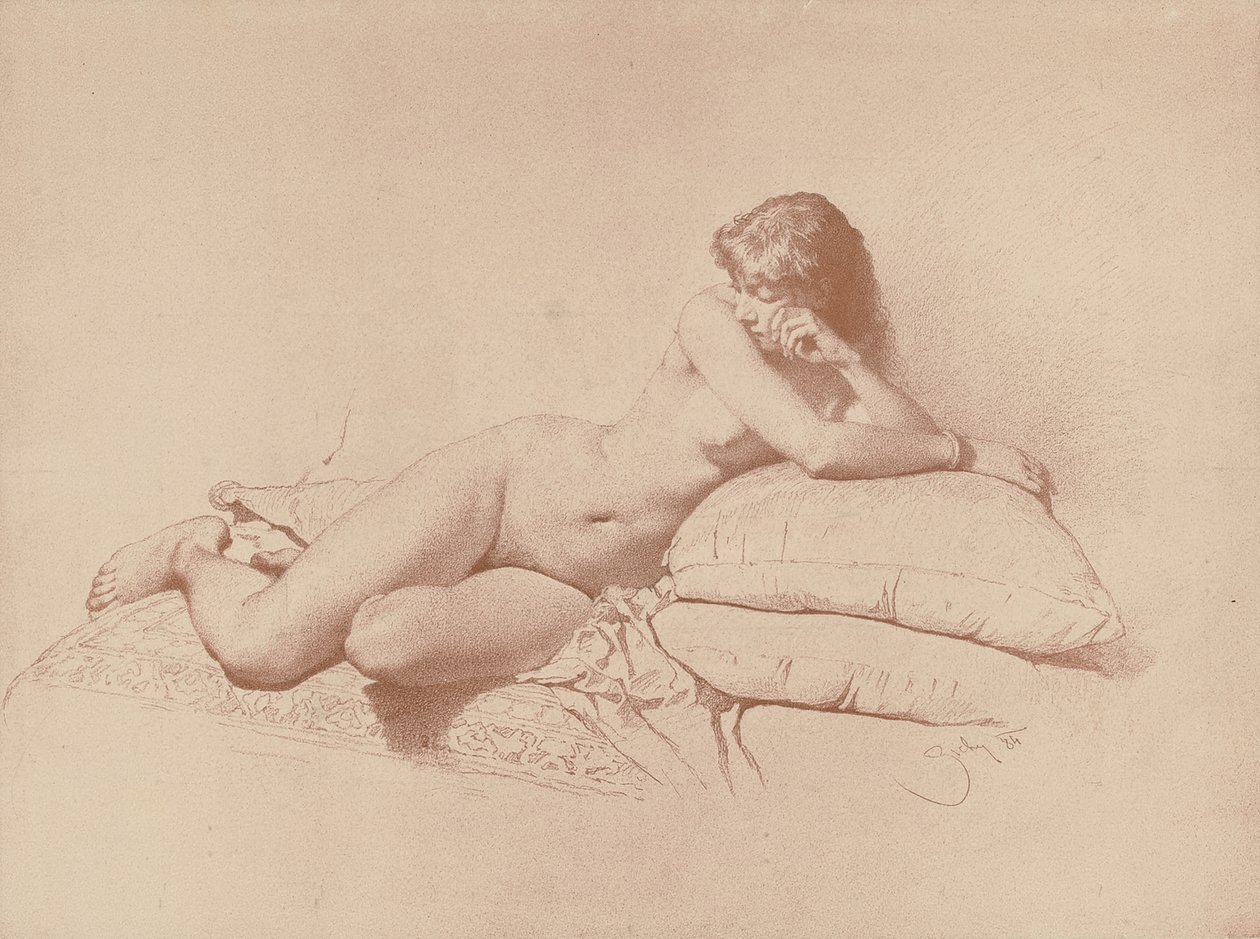 Studium leżącej nagiej kobiety, 1885 autorstwa Mihaly von Zichy