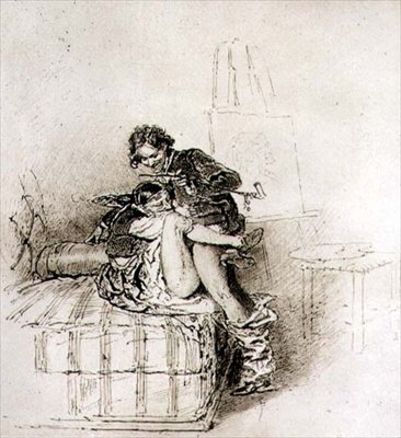 Artysta i model cygański, płyta 17 z „Liebe” („Miłość”), wyd. 1901 w Lipsku (heliograwiura) autorstwa Mihaly von Zichy