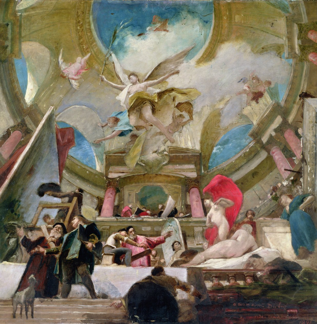 Apoteoza renesansu, studium dekoracji schodów w Kunsthistorisches Museum w Wiedniu (patrz także 70759) autorstwa Mihály Munkácsy