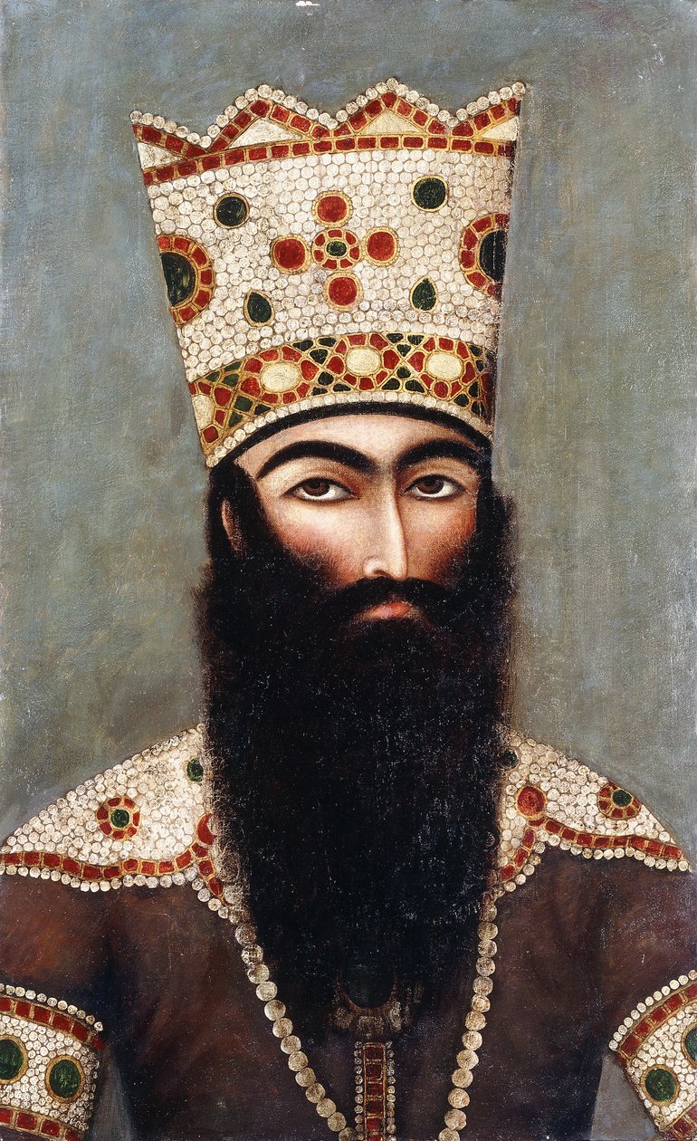 Królewski portret Qajara; prawdopodobnie Ojciec „Ali Shah autorstwa Mihr Ali