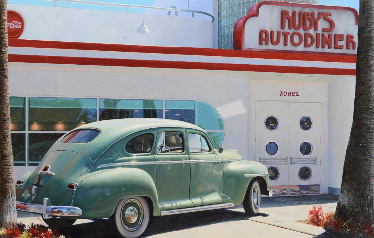 Restauracja na zachodnim wybrzeżu (olej na panelu) autorstwa Mike Briscoe