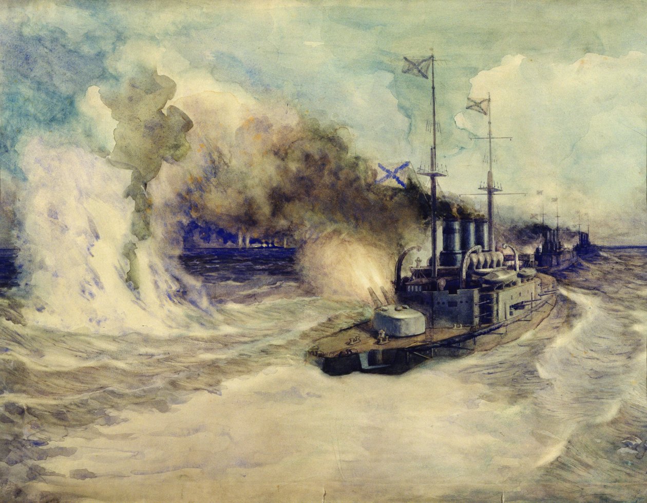 Bitwa między Flotą Czarnomorską a krążownikiem pancernym Goeben 5 listopada 1914, 1940 autorstwa Mikhail Mikhailovich Semyonov
