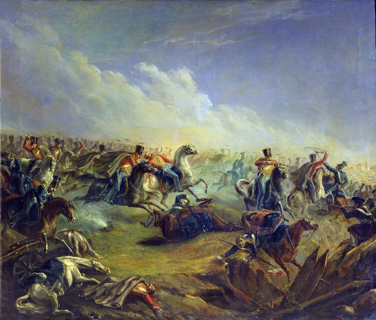 Husaria gwardii atakująca pod Warszawą 26 sierpnia 1831 r. 1837 autorstwa Mikhail Yuryevich Lermontov