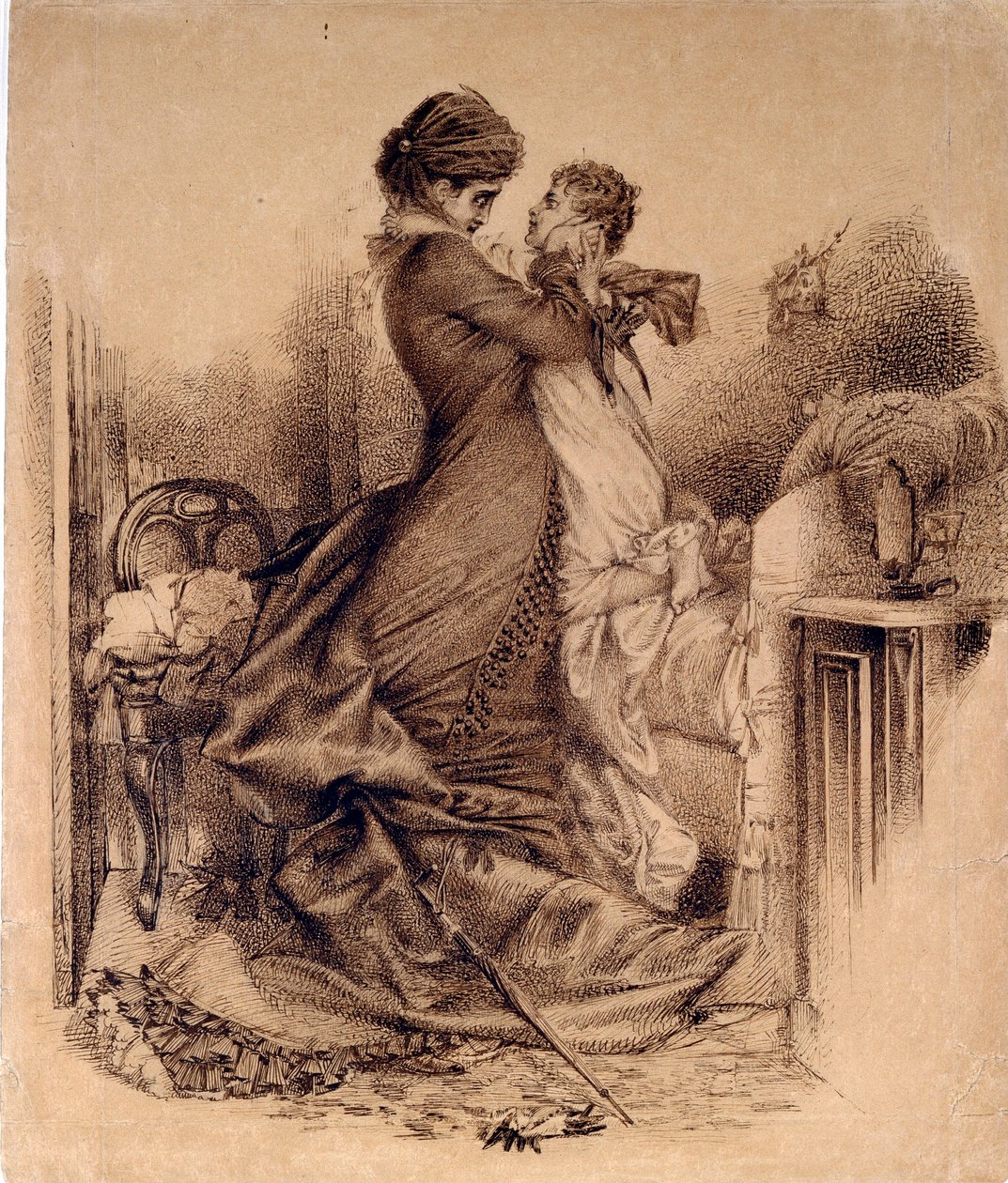Anna Karenine avec son fils - Ilustracja do powieści "Anna Karenine" Leona Tołstoja autorstwa Mikhail Aleksandrovich Vrubel