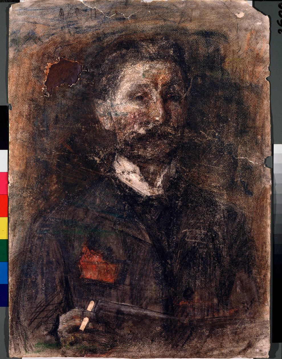 Autoportret (Autoportret) - Praca Michaiła Aleksandrowicza Vrubela (Vrubel) (1856-1910), węgiel, pastel i sangwina na tekturze autorstwa Mikhail Aleksandrovich Vrubel
