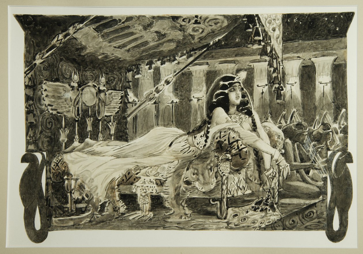 Kleopatra na łóżku, 1899 autorstwa Mikhail Aleksandrovich Vrubel