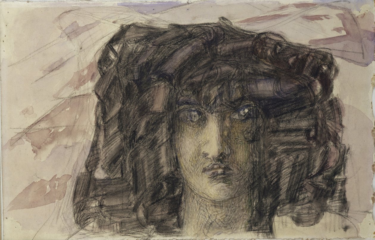 Głowa demona. Ilustracja do wiersza „Demon” Michaiła Lermontowa, 1890-1891 autorstwa Mikhail Aleksandrovich Vrubel
