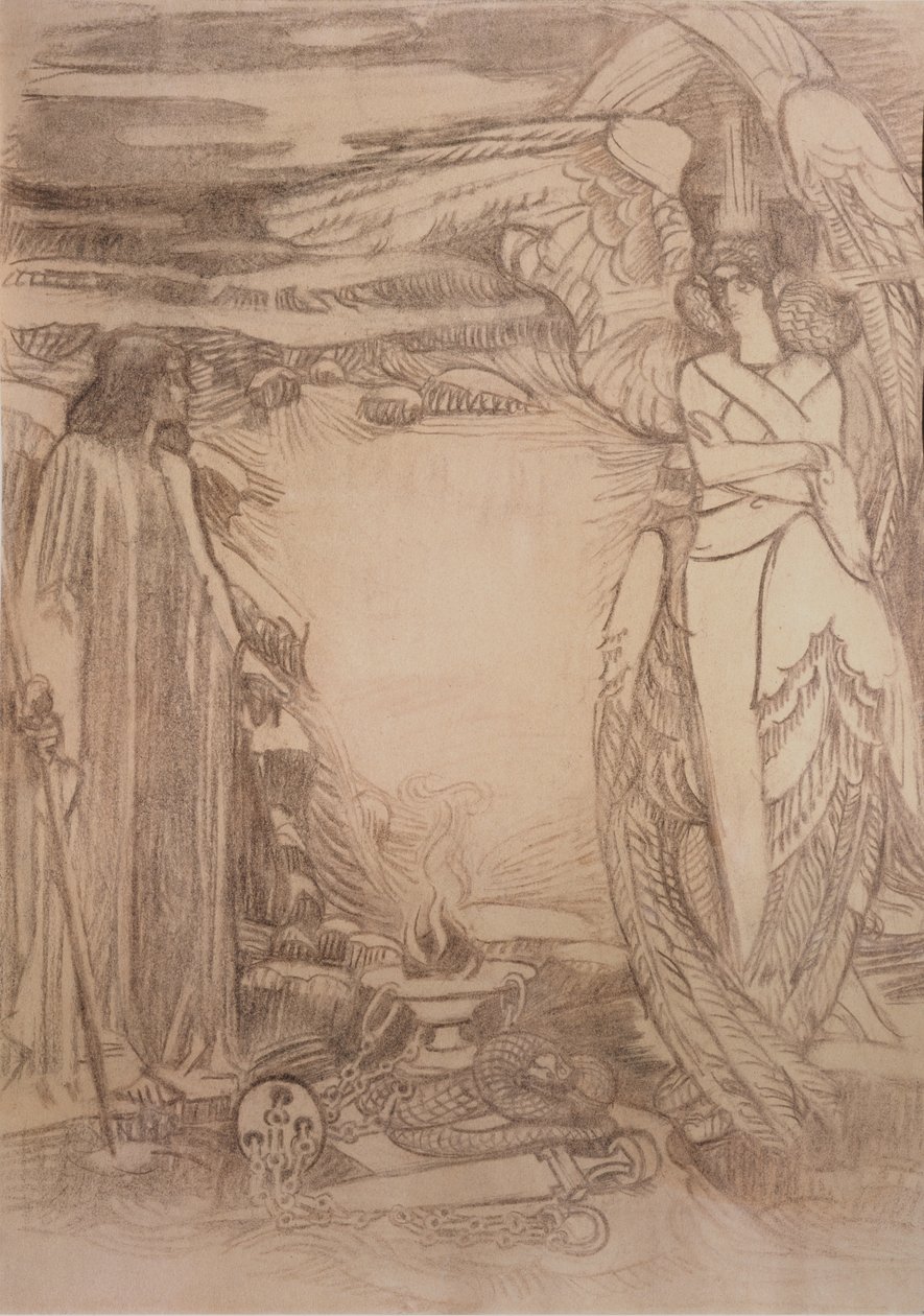Ilustracja do wiersza Prorok A. Puszkina, 1905 autorstwa Mikhail Aleksandrovich Vrubel