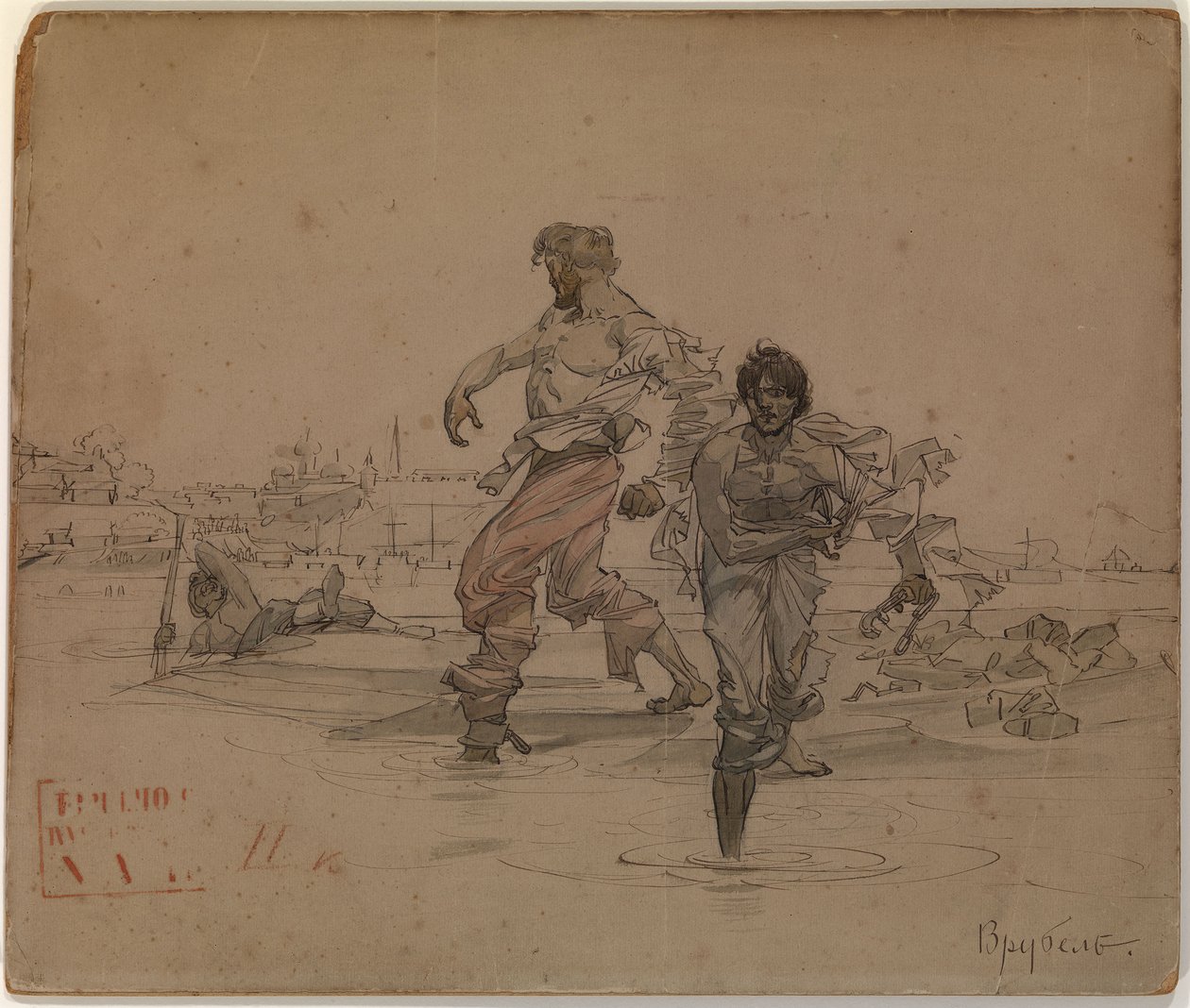 Ilustracja do wiersza Aleksandra Puszkina Bracia rabusie, 1881 autorstwa Mikhail Aleksandrovich Vrubel