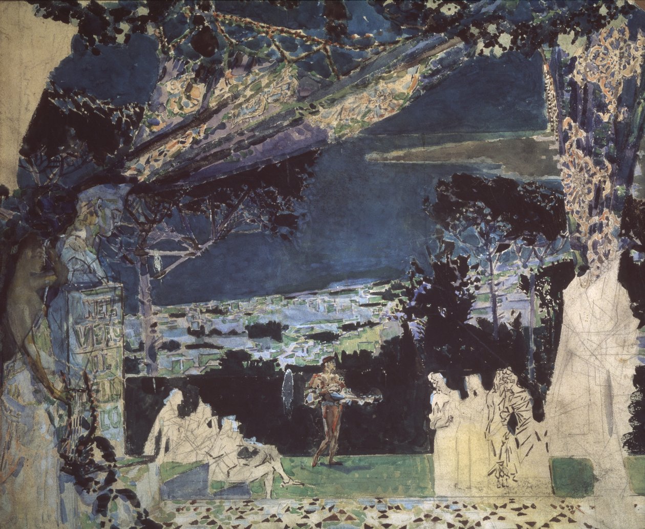 Włochy. Noc w Neapolu. Projekt kurtyny dla Prywatnej Opery Rosyjskiej, 1891 autorstwa Mikhail Aleksandrovich Vrubel