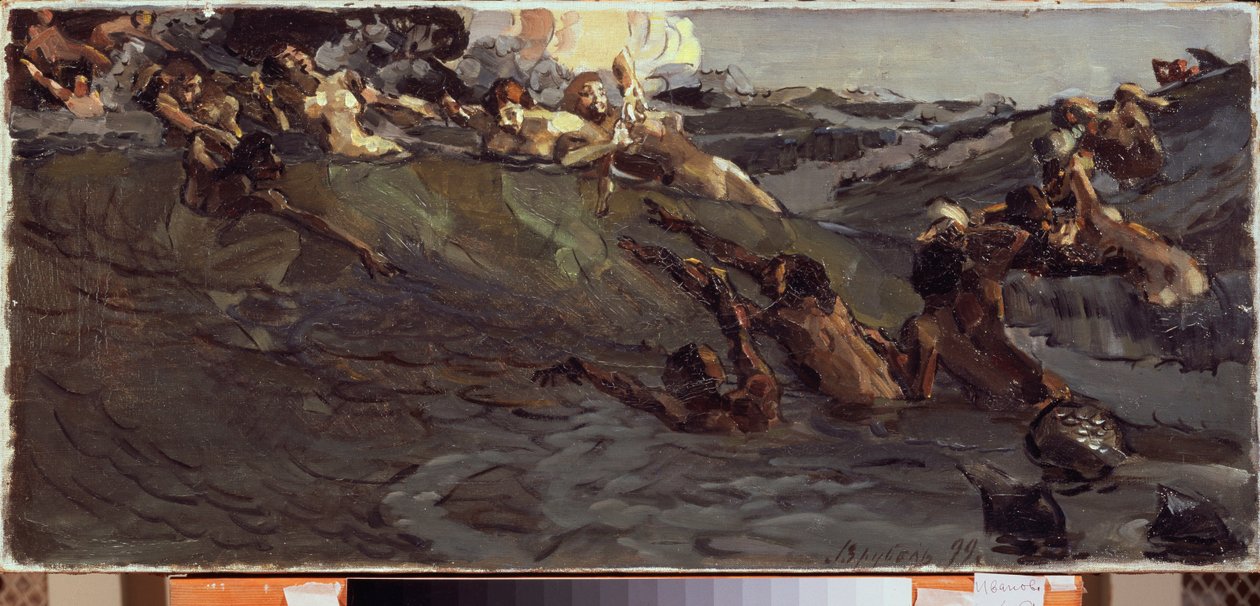 Grające w najady i trytony - obraz Michaiła Aleksandrowicza Vrubela (Vrubel) (1856-1910), olej na płótnie autorstwa Mikhail Aleksandrovich Vrubel