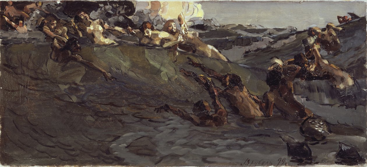 Gra na najadach i trytonach, 1899 autorstwa Mikhail Aleksandrovich Vrubel