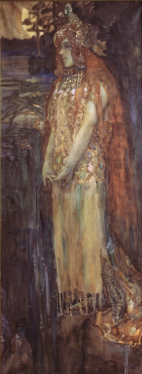 Piosenkarka Nadieżda Zabela-Vrubel jako księżniczka Wołchowa w operze Sadko N. Rimskiego-Korsakowa, 1898 autorstwa Mikhail Aleksandrovich Vrubel