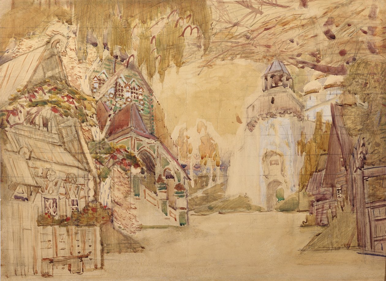 Scenografia do opery Carska panna młoda N. Rimskiego-Korsakowa, 1899 autorstwa Mikhail Aleksandrovich Vrubel