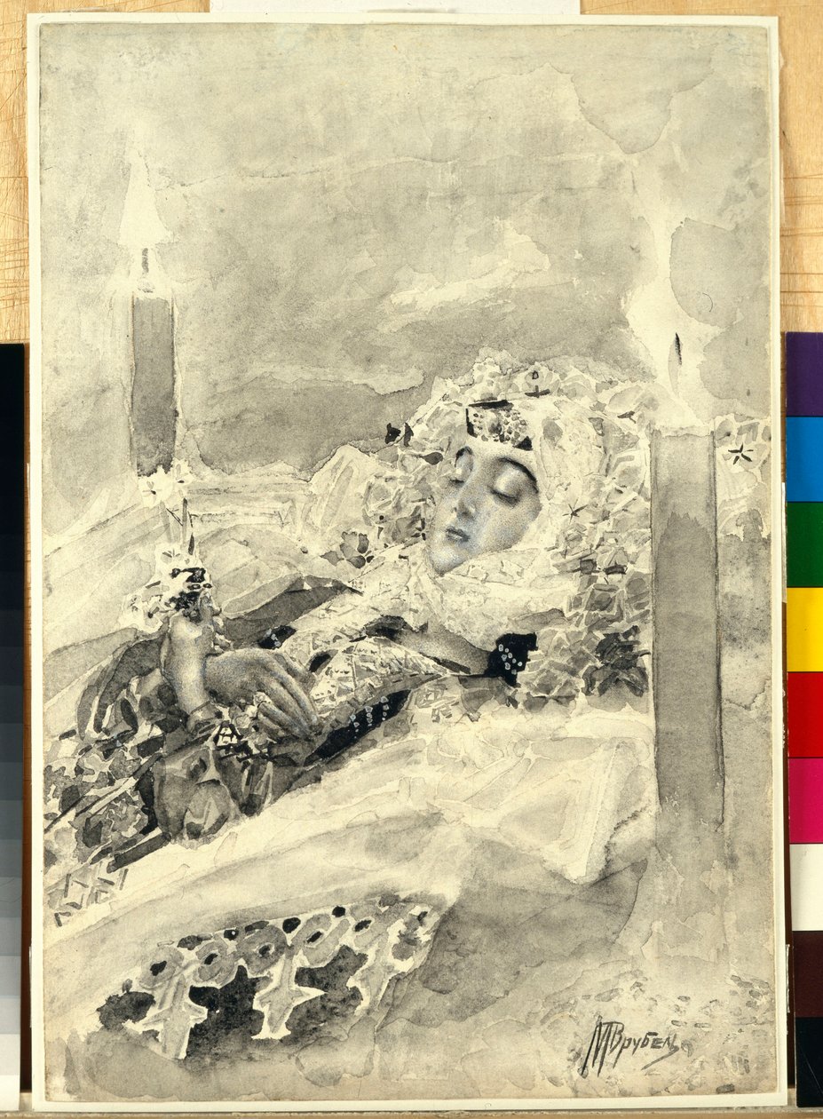 Tamara w trumnie autorstwa Mikhail Aleksandrovich Vrubel