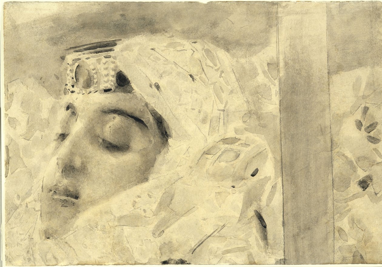 Tamara w trumnie. Ilustracja do wiersza „Demon” Michaiła Lermontowa, 1890-1891 autorstwa Mikhail Aleksandrovich Vrubel