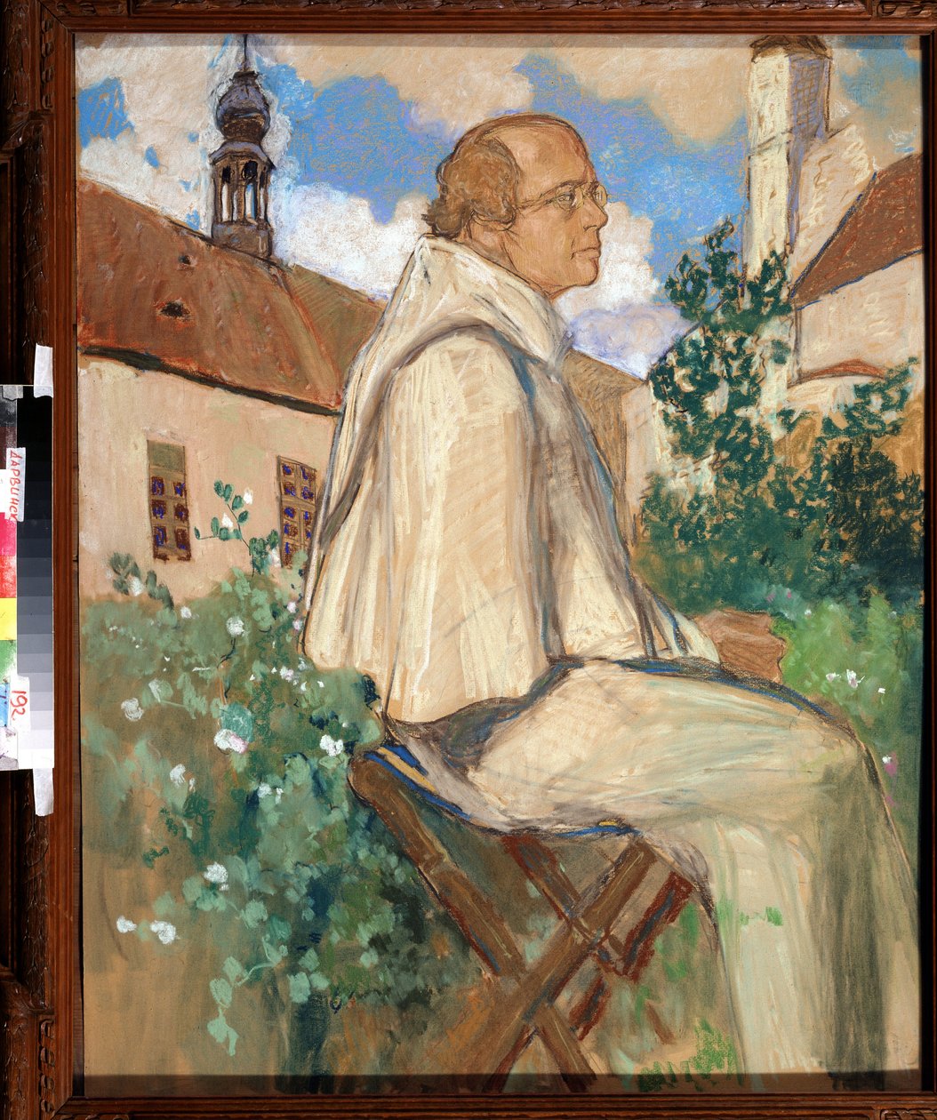 „Portret Johanna Gregora Mendla (1822-1884), czeskiego mnicha i botanika, założyciela genetyki” Obraz Michaiła Dmitriewicza Ezuczewskiego (1880-1928) 1926 Państwowe Muzeum Darwina, Moskwa autorstwa Mikhail Dmitrievich Ezuchevsky