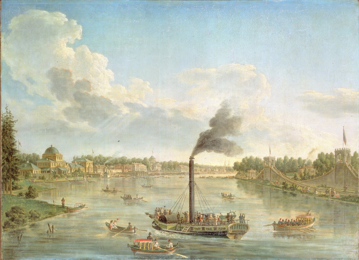 Wielki Pałac Peterhof nad Zatoką Fińską, 1761 autorstwa Mikhail Ivanovich Makhaev
