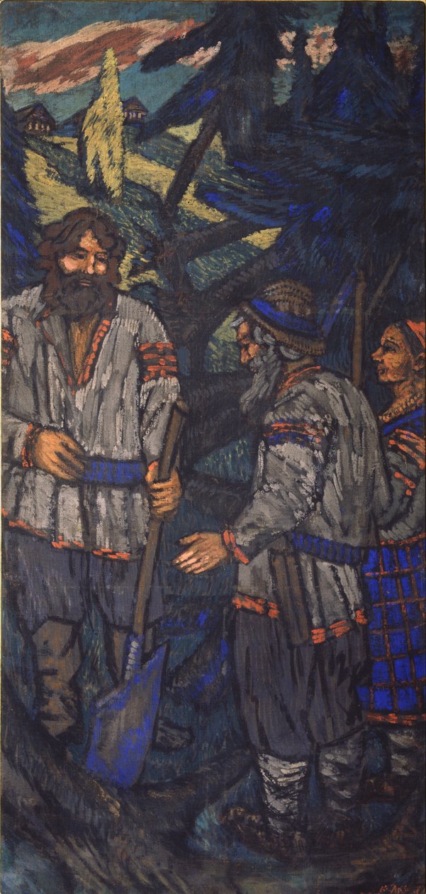 Tryptyk „Wesele wielkiego księcia Włodzimierza I. Światosławicza”, panel boczny, lata 20. XX w. autorstwa Mikhail Nikolayevich Yakovlev