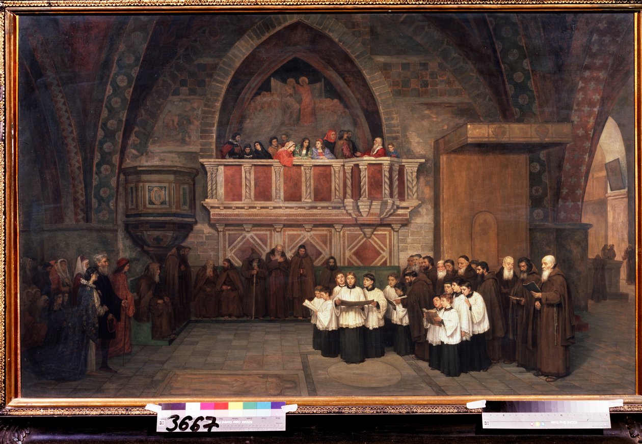 „Nieszpory w kościele św. Franciszka z Asyżu, Włochy” Obraz Michaiła Pietrowicza Botkina (1839-1914) 1871 Państwowa Galeria Trietiakowska, Moskwa autorstwa Mikhail Petrovich Botkin