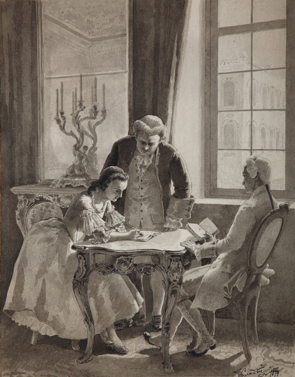 Lekcja języka rosyjskiego cesarzowej Katarzyny II, 1894 autorstwa Mikhail Petrovich Klodt Baron