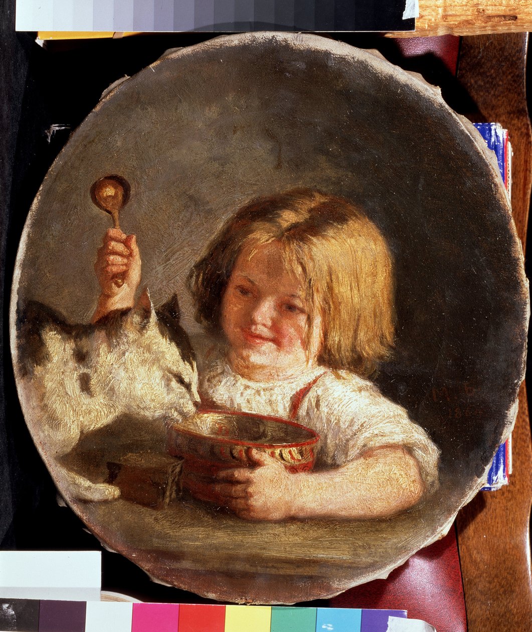 Śniadanie (śniadanie). Obraz Michaiła Siergiejewicza Basilowa (1821-1870). Olej na płótnie, 29 x 25,2 cm autorstwa Mikhail Sergeyevich Bashilov