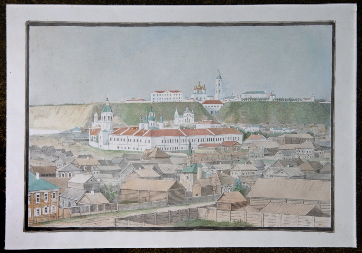 Widok na Tobolsk, lata 50. XIX wieku autorstwa Mikhail Stepanovich Znamensky