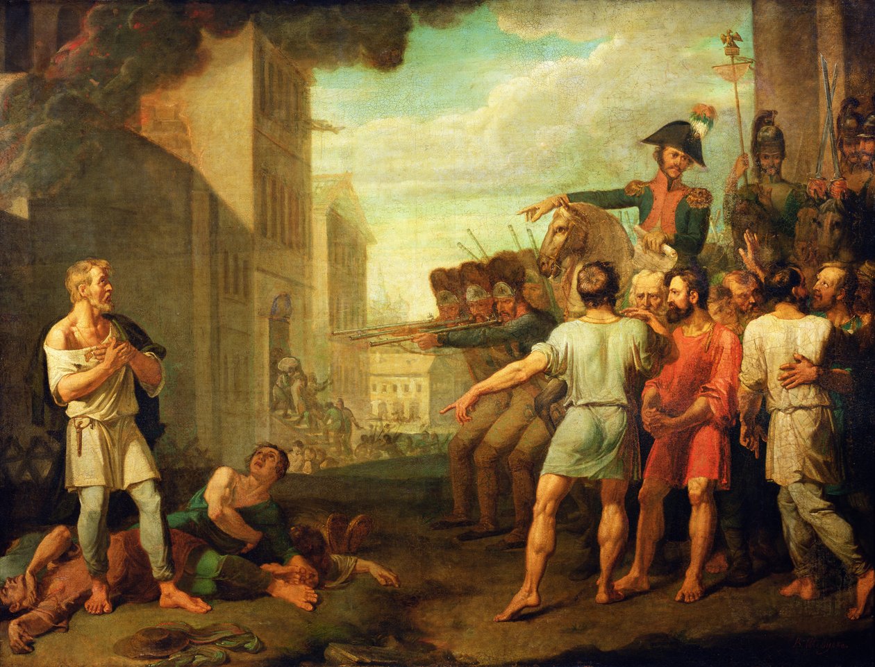 Egzekucja Rosjan przez żołnierzy francuskich w 1812 roku autorstwa Mikhail Tikhonov