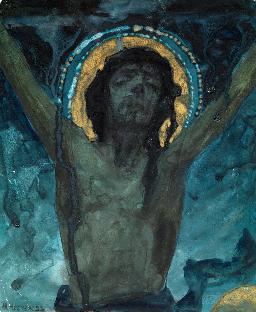 "Chrystus na krzyżu" Obraz Michaiła Wasiljewicza Niestierowa (1862-1942) Wymiary 19x15,5 cm Kolekcja prywatna autorstwa Mikhail Vasilievich Nesterov