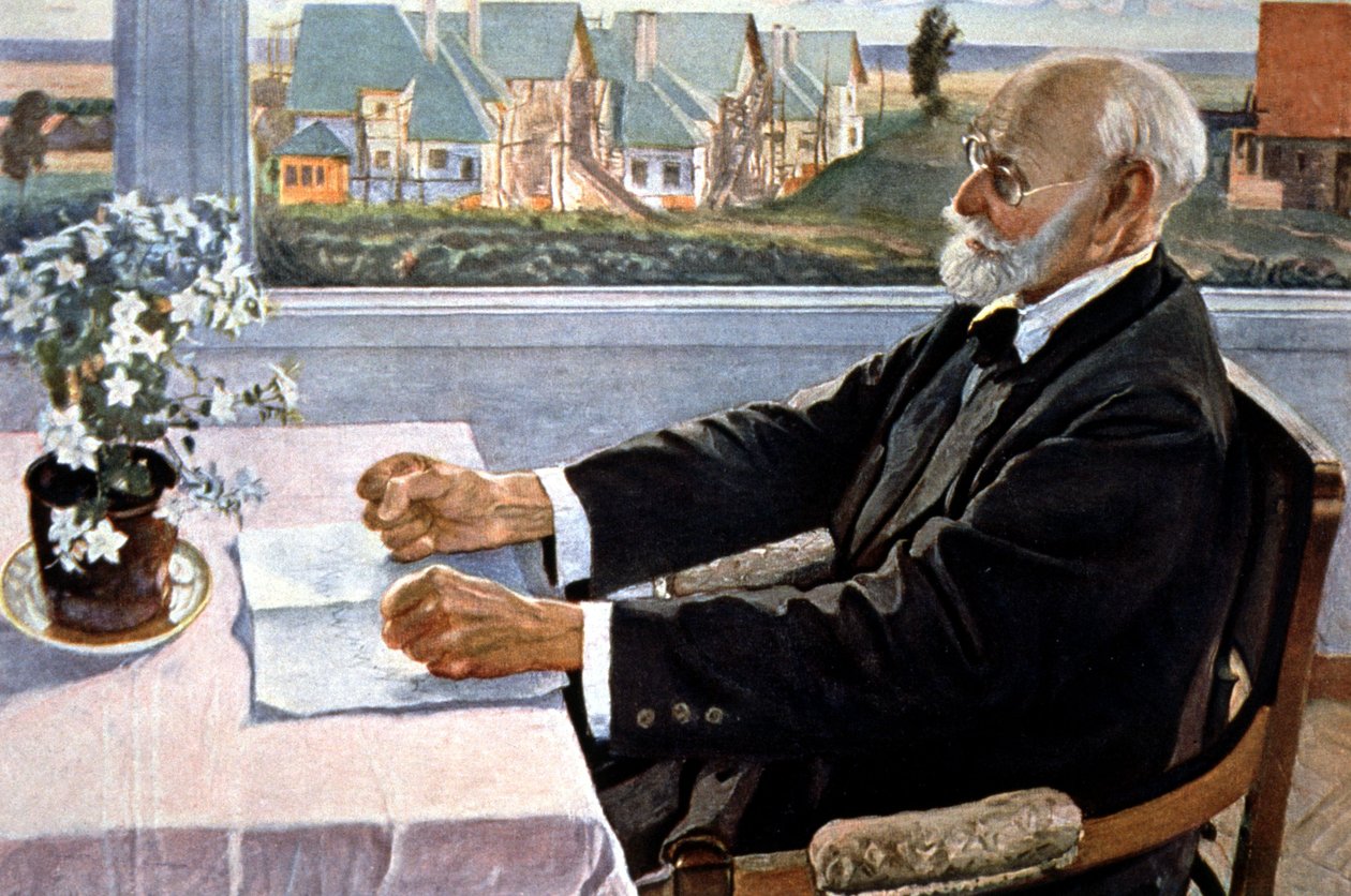 Iwan Pawłow w swoim domu pod Sankt Petersburgiem autorstwa Mikhail Vasilievich Nesterov
