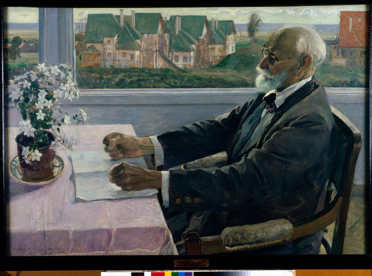Portret fizjologa, psychologa i lekarza Iwana Pietrowicza Pawłowa - Obraz Michaiła Wasiljewicza Niestierowa (1862-1942), olej na płótnie autorstwa Mikhail Vasilievich Nesterov