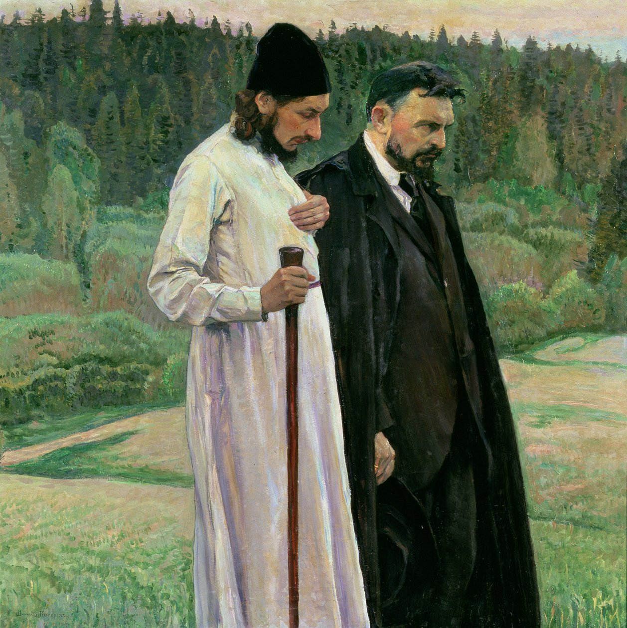 Filozofowie: portret Siergieja Nikołajewicza Bułhakowa i Pawła Aleksandrowicza Florenskiego autorstwa Mikhail Vasilievich Nesterov