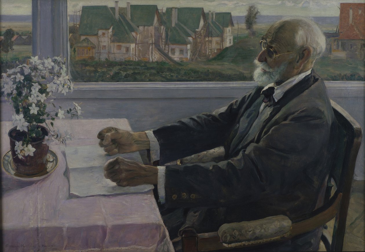 Portret fizjologa, psychologa i lekarza Iwana P. Pawłowa 1849-1936, 1935 autorstwa Mikhail Vasilievich Nesterov