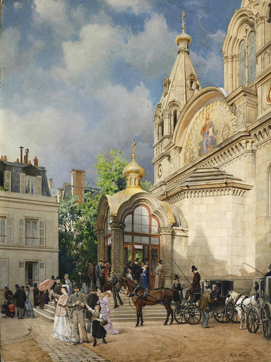 Wyjście z kościoła, lata 70.-1880. autorstwa Mikhail Yakovlevich Villie