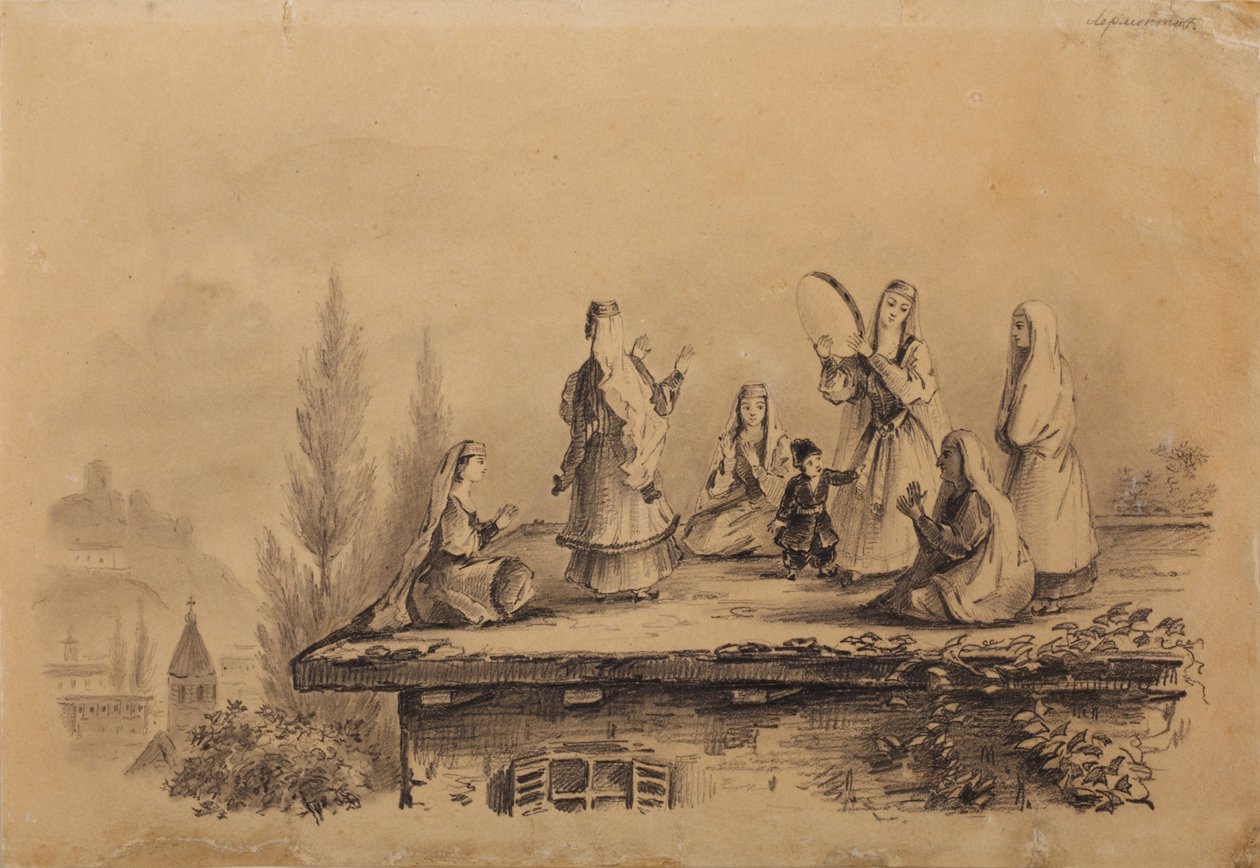 Gruzinki na dachu Lezghinka, 1837 autorstwa Mikhail Yuryevich Lermontov
