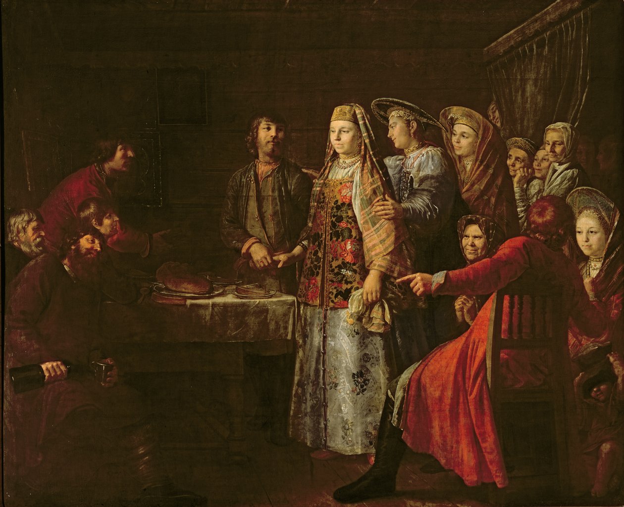 Świętowanie umowy ślubnej, 1777 autorstwa Mikhail Shibanov