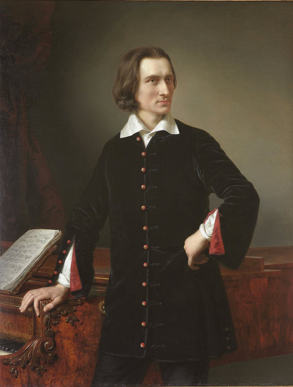 Portret Franciszka Liszta (1811-1886), węgierskiego kompozytora i pianisty - Portret Franciszka Liszta - Obraz Miklosa Barabasa (1810-1898) 1847 Węgierskie Muzeum Narodowe, Budapeszt autorstwa Miklós Barabás