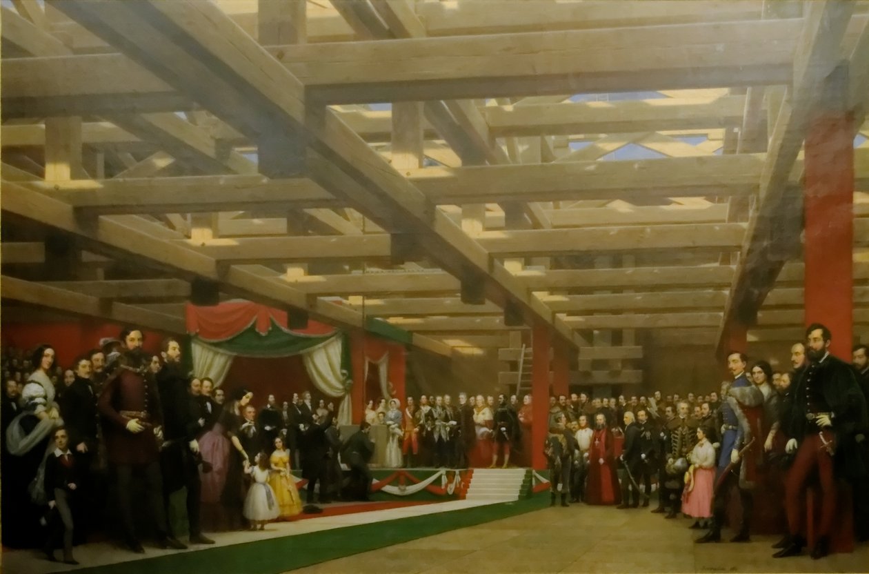 Wmurowanie kamienia węgielnego pod Most Łańcuchowy w 1842 r. autorstwa Miklós Barabás