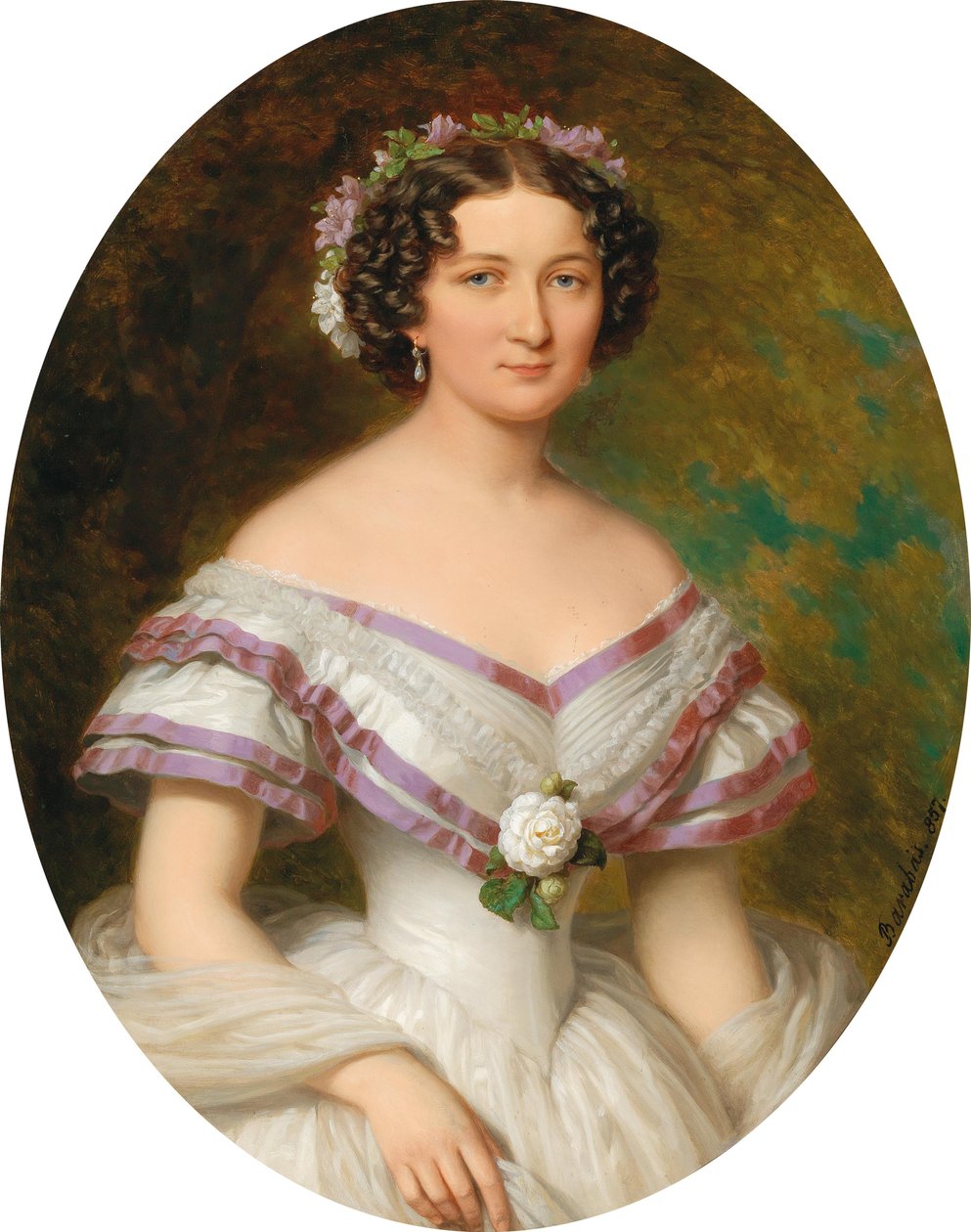 Portret hrabiny Marii Gabrielli Józefy Anny Szápáry 1834-1912, z domu Atzél de Borosjenö, 1857. autorstwa Miklós Barabás