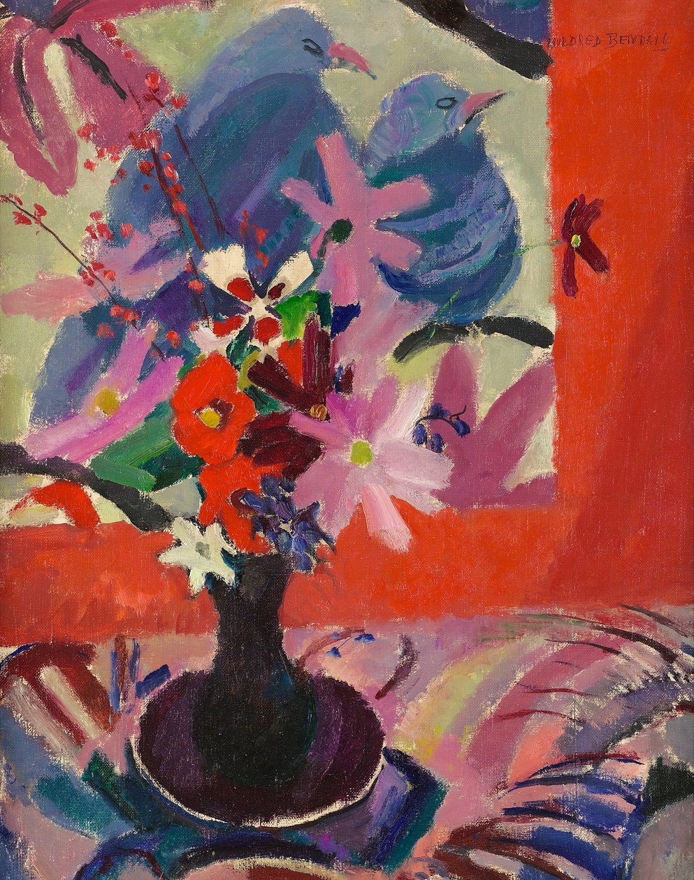 Kwiaty z ptakami, ok. 1926 autorstwa Mildred Bendall