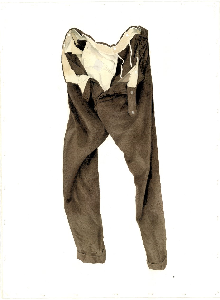 Brązowe sztruksowe spodnie (Michael) 2003 (wc na papierze) autorstwa Miles Contemporary Artist Thistlethwaite