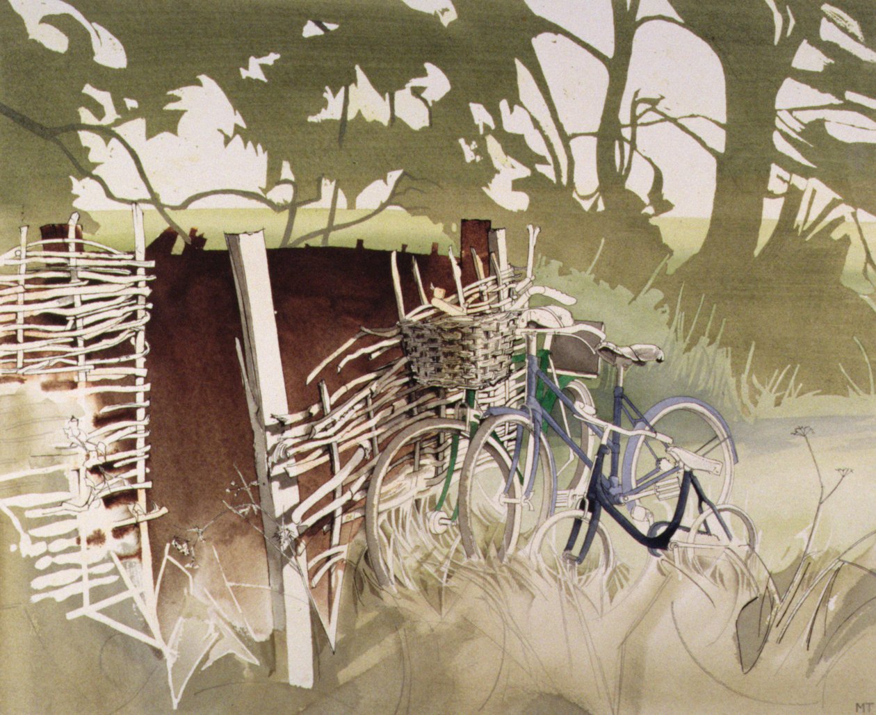 Decrepit Essex Bicycles (wc na papierze) autorstwa Miles Contemporary Artist Thistlethwaite