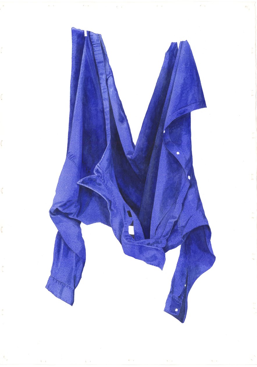 Fierce Blue Shirt, 2003 (wc na papierze) autorstwa Miles Contemporary Artist Thistlethwaite
