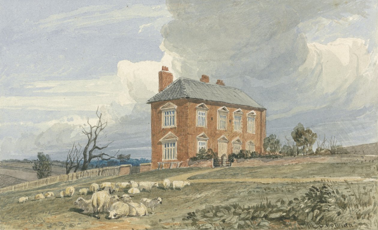 Irmingland Hall, Norfolk (wc z tuszem i grafitem na papierze woalowym) autorstwa Miles Edmund Cotman
