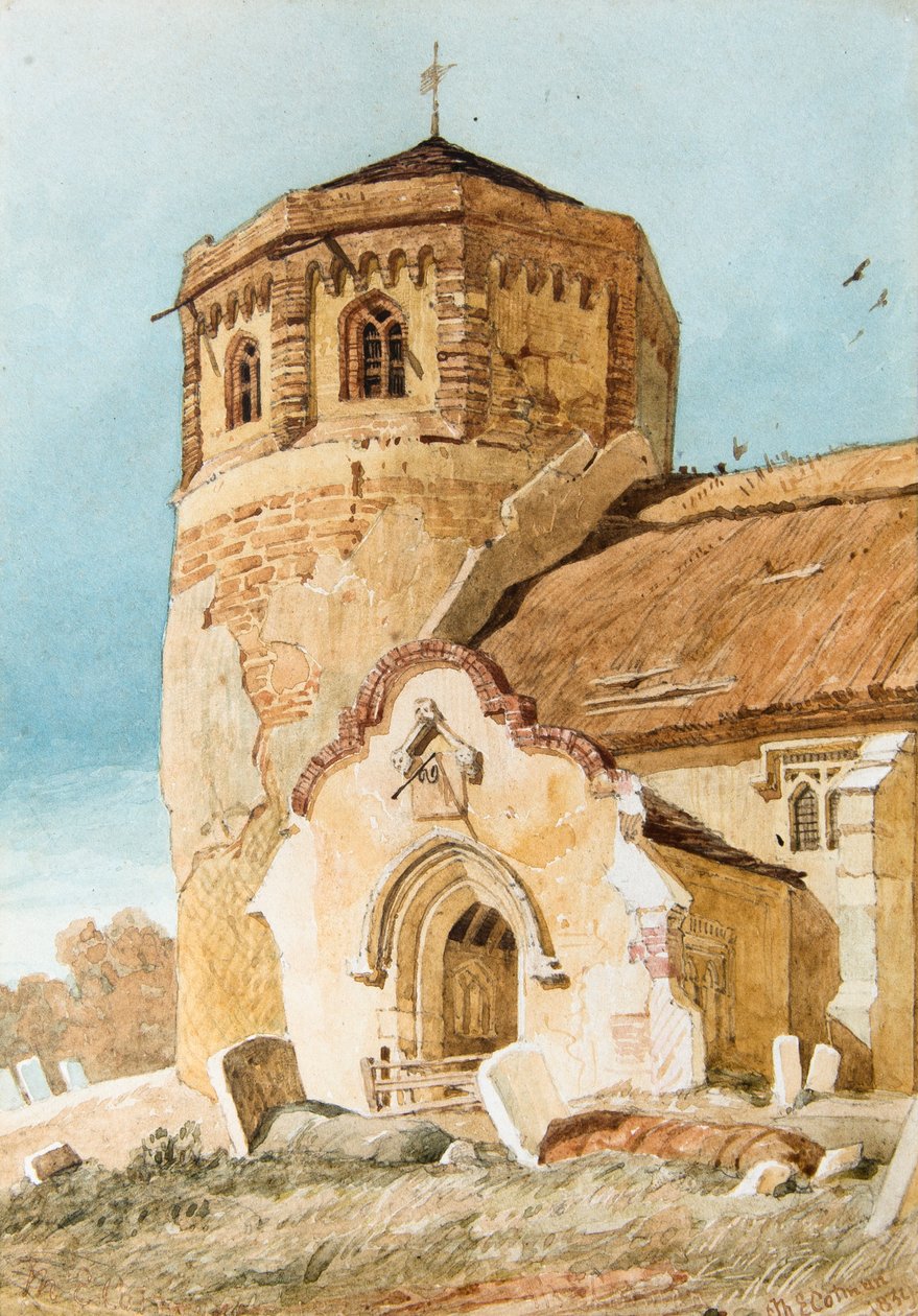 Wieża i ganek południowy, kościół św. Andrzeja, West Dereham autorstwa Miles Edmund Cotman